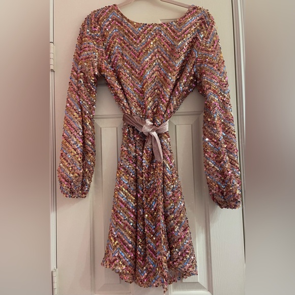Sequined Dress with Removable Sash - Picture 1 of 6